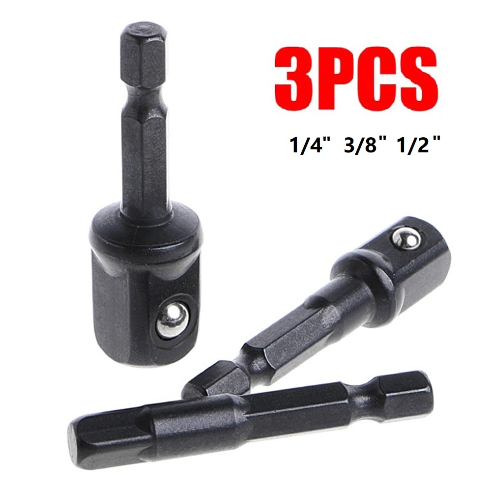 Power Tools Extension - ชุดอะแดปเตอร์ซ็อกเก็ต 3 ชิ้น, ตัวต่อหัวบล็อกขนาด 1/4