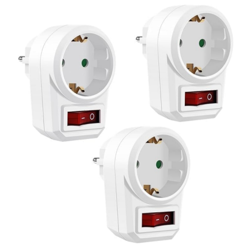 Power Tools Extension - 3PCS EU ซ็อกเก็ตอะแดปเตอร์พร้อมสวิตช์เปิด/ปิดมาตรฐานยุโรปปลั๊กแปลง 250V 16A ไฟฟ้า